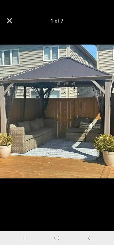 hardtop gazebo with curtains , View more