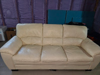 Leather Sofa- Cream/White Dufresne