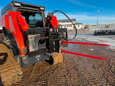 Unroll bales to spread out the feed, over fences, into shredders, etc. Use your skid steer to feed m...