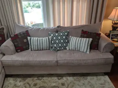 Comfortable and clean. Beige color. 89" long. Matching Love Seat also available. See separate post.