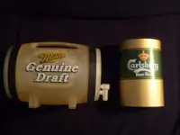 Miller Genuine Draft Mini Keg POS + Carlsberg tin surround 1980s