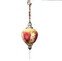 Vintage 60s Fruity Grapes Hanging Swag Ceiling Fixture Lamp MCM