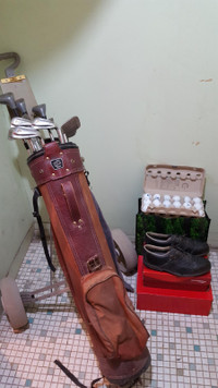 Golf Clubs, shoes & golf balls.
