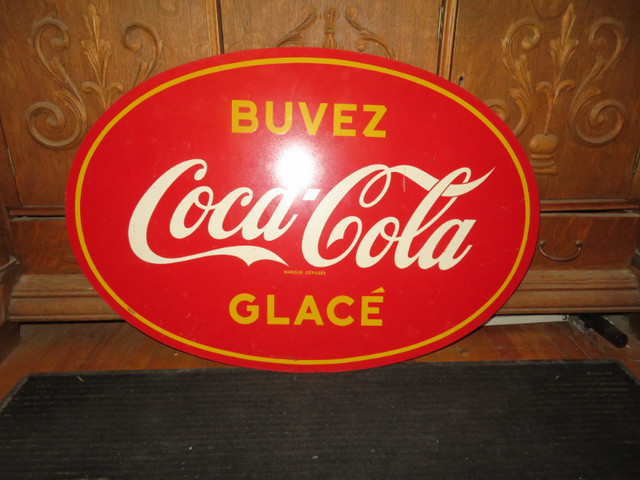 Enseigne Coca-Cola en métal peint (1940-1950) dans Art et objets de collection  à Longueuil/Rive Sud - Image 3