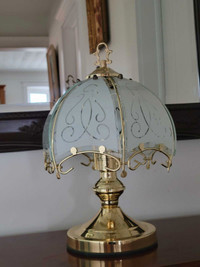 Vintage Art Deco Frosted Umbrella Touch Lamp! 