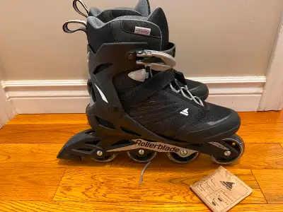 Rollerblade Zetrablade Adult Fitness Inline Skate, Black and Silver Women's 11 fits comfortably Men'...