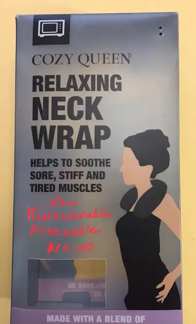 This is a brand new Cozy Queen relaxing neck wrap that is microwavable and freezable. Helps to sooth...