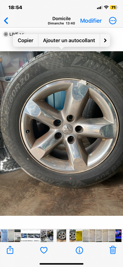 Mags de Dodge Ram 1500 2006 et plus, avec pneus d'été 275/60/R20 presque neuf. Patern bolt 5 1/4" je...