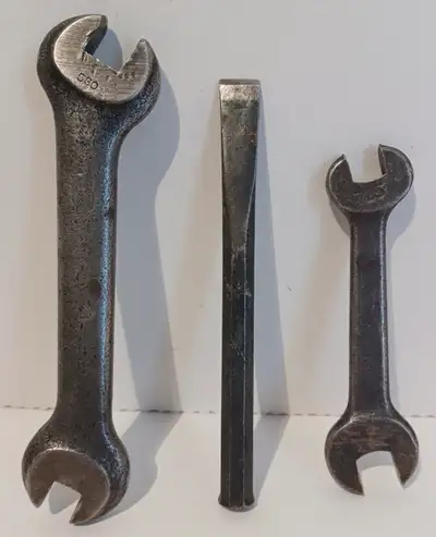 3x Vintage Used Tools 2 Open End Wrench 1x Chisel 1x J. H WILLIA, View more