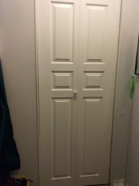 Hallway closet door ,rails and ceiling light