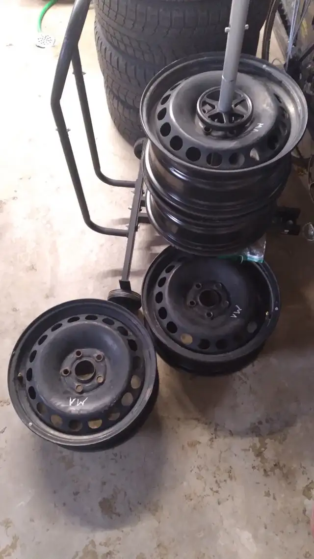 16" VOLKSWAGEN OEM STEEL RIMS - 5X112mm BOLT PATTERN in Tires & Rims in Kingston - Image 2