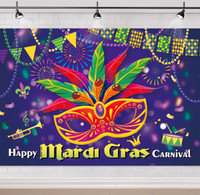 New Mardi Gras Backdrop Banner, 5x3FT Carnival