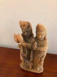 Vintage Stone Hindu Gods Radha Krishna Statue Figurine Idol
