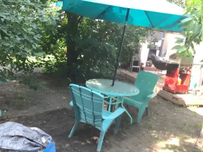 Turquoise patio table and chairs, View more