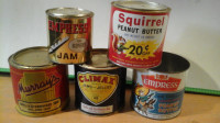 vintage peanut butter and jam tins