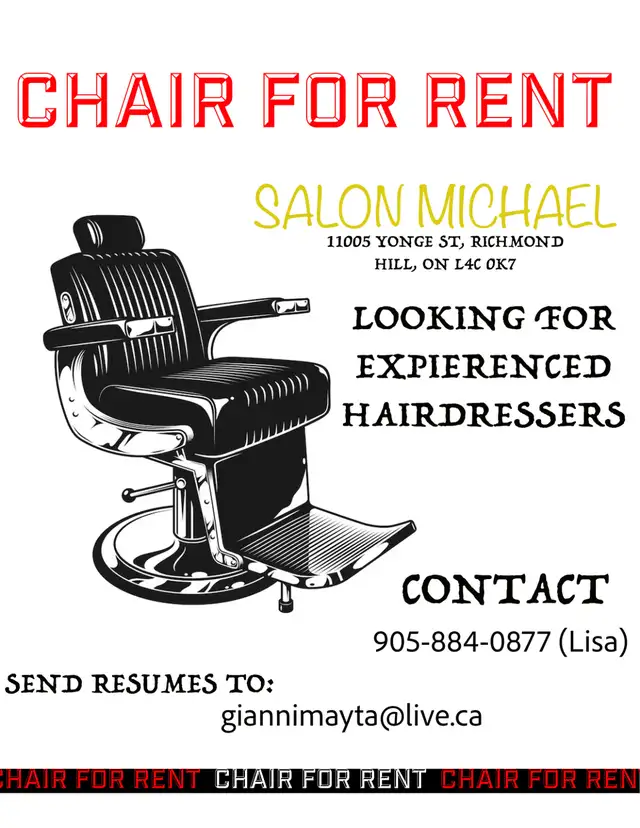 Chair Rental Opportunity – Salon Micheal | Richmond Hill in Hair Stylist & Salon in Markham / York Region - Image 2
