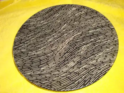 Serving/cake plate textured finish. Taupe and black. Knock down beautiful. Never used. $10.00 P/U in...