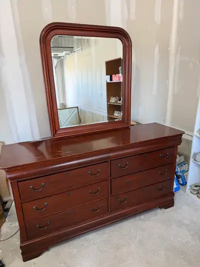 Solid Wood 6-Drawer Dresser with Large Mirror, View more
