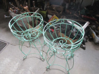 2 HEAVY WROUGHT IRON PLANTERS PLANT STANDS $50. EA. PATIO DECK