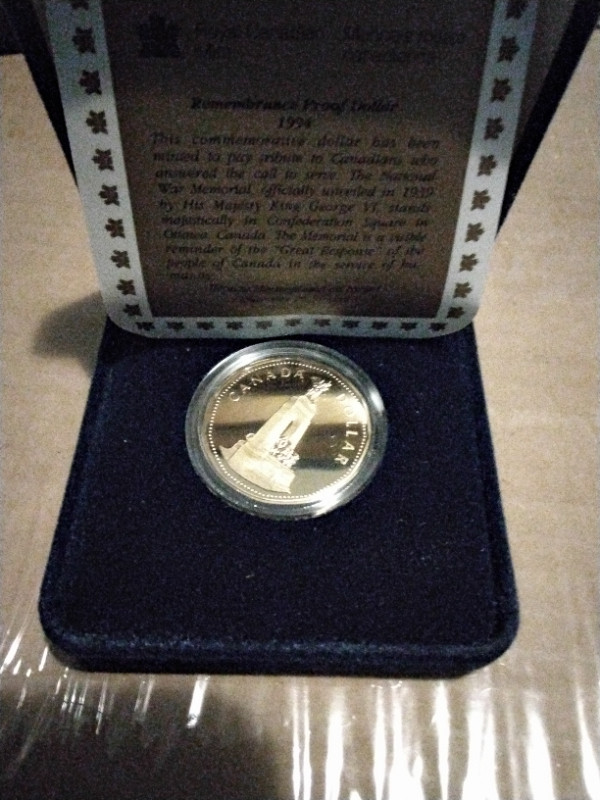 1994 Canada Dollar Remembrance Coin in Arts & Collectibles in Edmonton