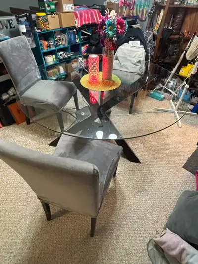 Glass dining room table, also would be a great display table!, View more