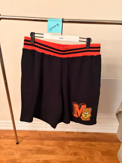 Moschino Teddy Varsity shorts sz 52 (Large) in orange and black, View more