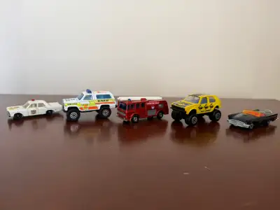 A great collection of 5 vintage Matchbox diecast cars from 1969 to 1983, including emergency vehicle...