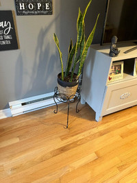 PLANT STAND AND LINED WICKER PLANT BASKET