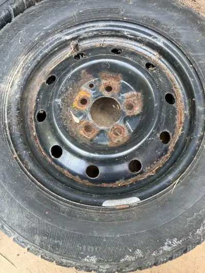 These are four tires with rims, perfect for getting your vehicle ready for the road. These tires are...