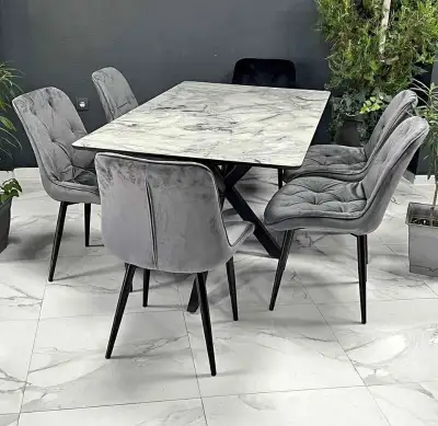 Marble Dining Table with 6 Chairs, View more