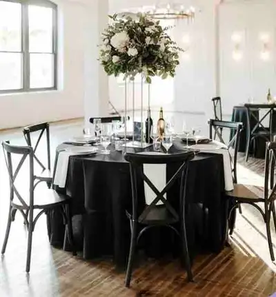 SET of 20 Black Round Event Table Linens For SALE, View more