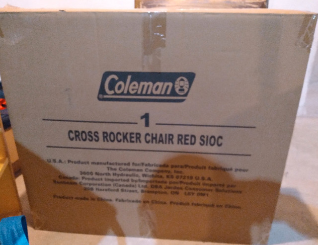 Coleman cross rocker chair red sioc in Chairs & Recliners in Kitchener / Waterloo