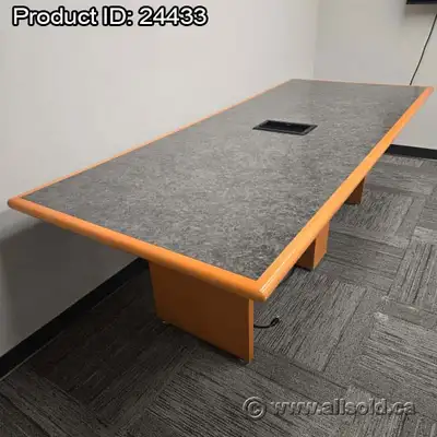 8' Boardroom Table, Sugar Maple w/ Grey Surface, Power Grommet, View more