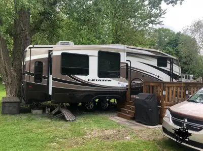 Trailer is located on Dog Lake (Rideau Canal) at Burnt Hills Lakeside Resort http://burnthillslakesi...