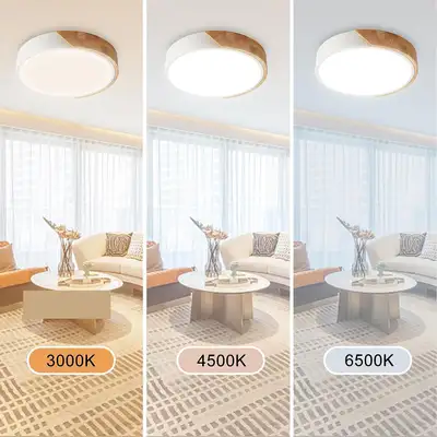 Modern Flush Mount Ceiling Light, 24W LED Wood Light, 3000K/4500, View more
