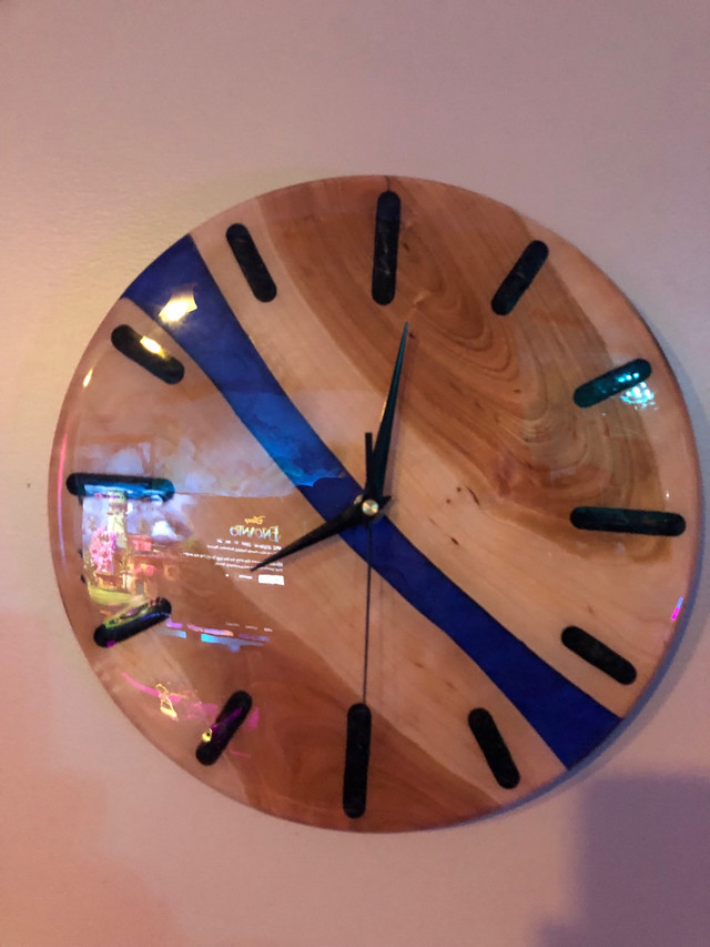 Cherry clock with purple and black epoxy in Home Décor & Accents in London