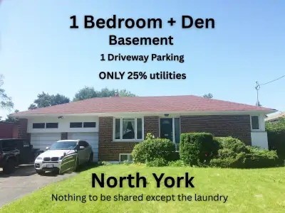 This unit is in a basement of a house in North York 1 Full Bathroom Nothing to be shared except the...