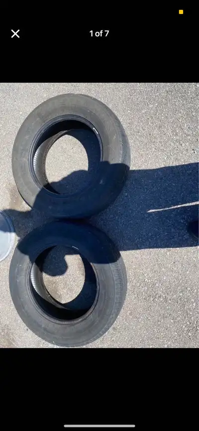 2 235/65/17 Firestone all season tires. Lots of tread depth and life left in them. Does have some cr...