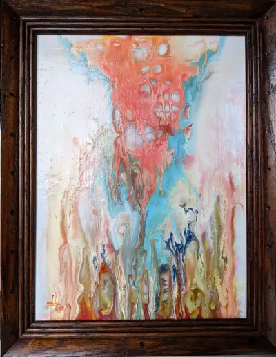 Abstract oil gloss painting 12 x 16 in, View more