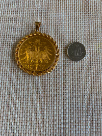 22k solid gold Austria  Hungarian coin pendent 24.9 grams