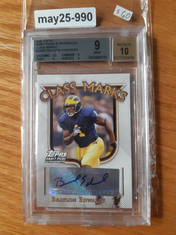 Braylon Edwards 2005 Topps Draft Picks BGS 9 10 auto & Prospects in Arts & Collectibles in St. Catharines