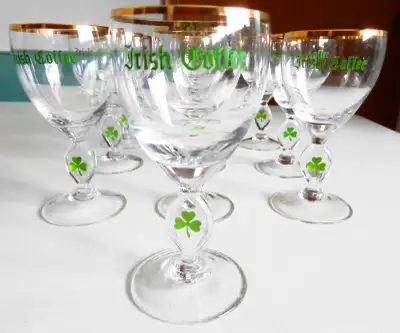 IRISH COFFEE PEDESTAL GLASSES WITH GOLD TRIM, View more