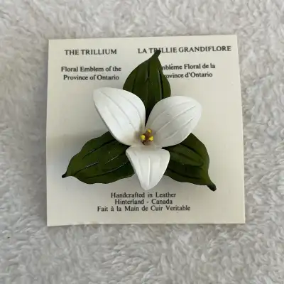 Hinterland Handcrafted Leather Trillium Pin $20, View more