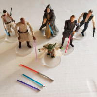 6 Hasbro Kenner Star Wars Figures Rey Yoda Anakin Mace Obi-Wan