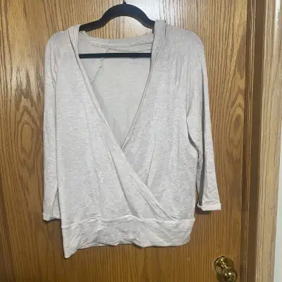 Women's Cream Wrap Top with hood, View more