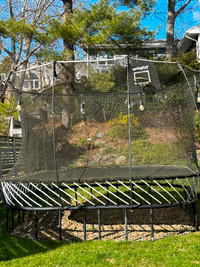 Large square spring free trampoline