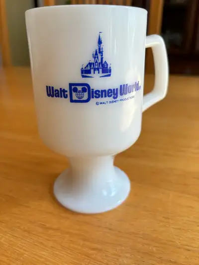 VTG Walt Disney World Castle Footed Pedestal Mug Milk Glass, View more