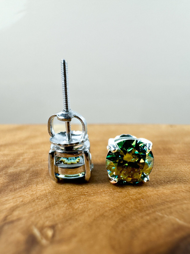 18K | S925 Green Round Cut Earrings ⚡️ in Jewellery & Watches in Oshawa / Durham Region - Image 3
