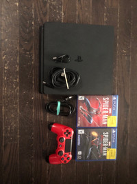 PS4 w/ Red Controller & games