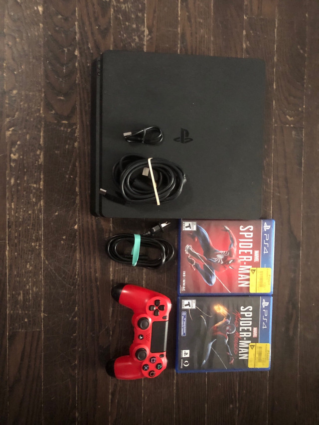 PS4 w/ Red Controller & games in Sony Playstation 4 in Calgary